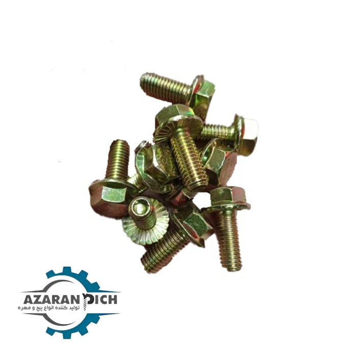 Steel screw with yellow washer